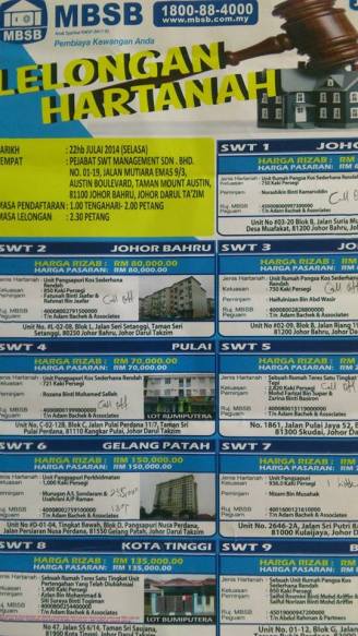House Auction in Johor Iskandar Malaysia, landed property and condo